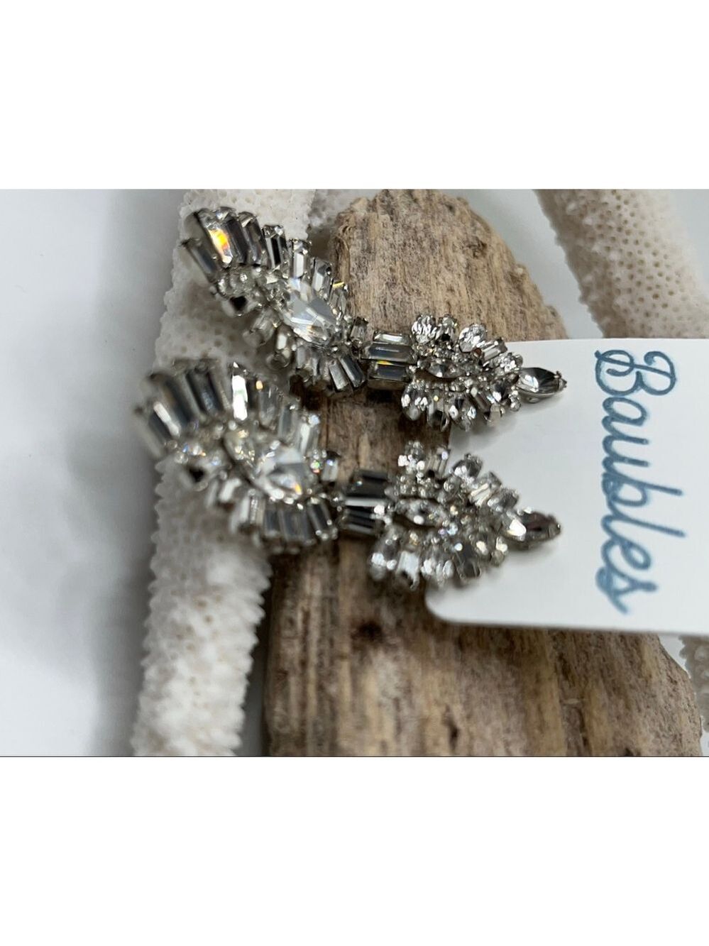 Baubles Austrian Crystal 60's Vibe Silver Dangle Earrings
